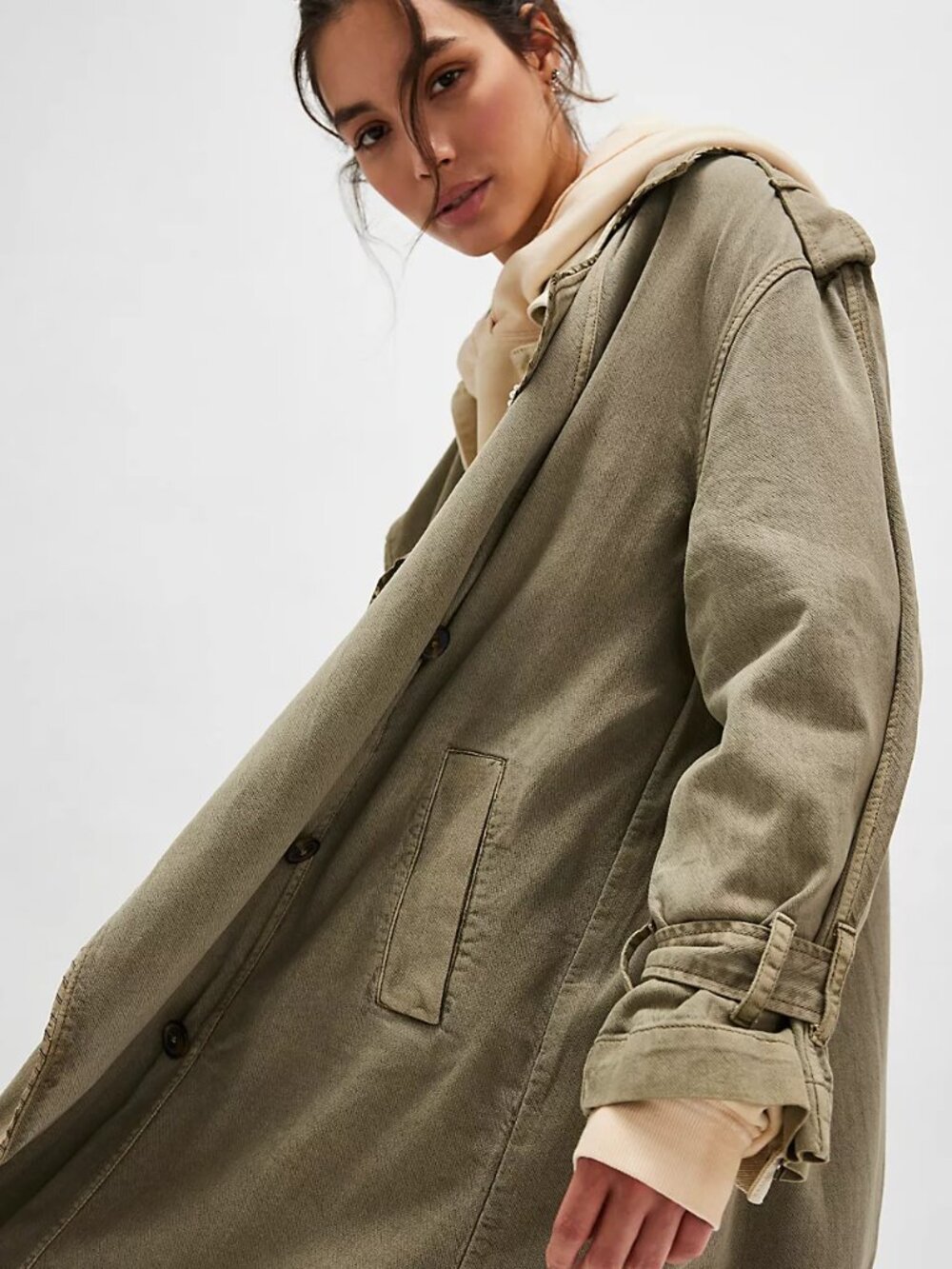 Free People Time's Up Trench Coat LARGE NWOT - Picture 11 of 11